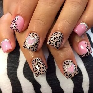 Pink Cheetah Fake Press On Nails NWT